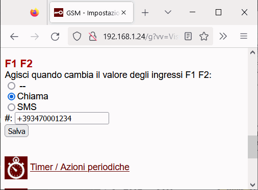 SMS ad apertura porta chiamata