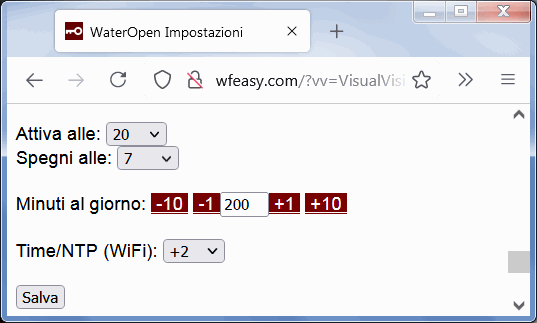 timer irrigazione ore minuti
